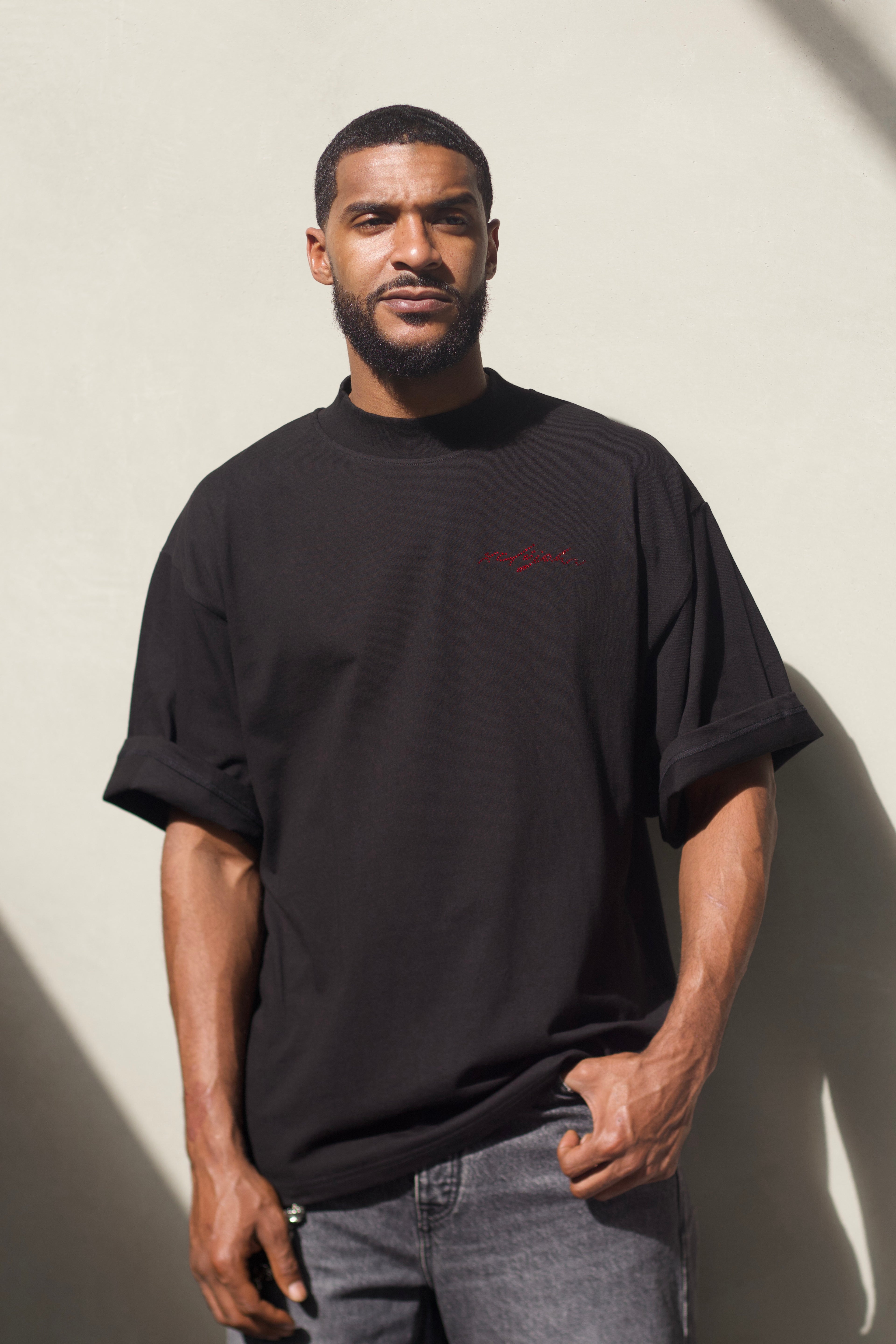 Noir x Bloody Rhinestone Mock Tee Unisex